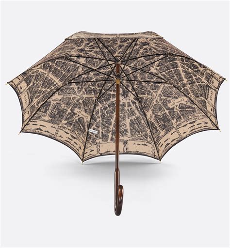 Parapluie Walk'n'Dior Toile imprimée Plan de Paris blanc et noir